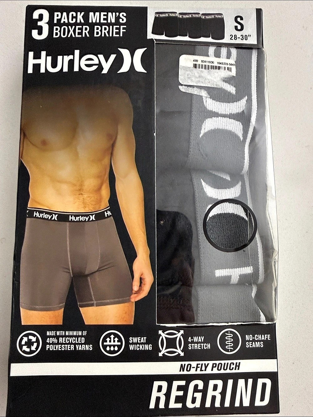 Hurley 3-Pack Boxer Brief Men'Small Boxer Briefs Black Small NWT